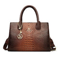 Luxury Crocodile Embossed Leather Tote Bag - Brown