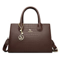 Luxury Embossed Leather Tote Bag - Brown