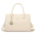 Luxury Crocodile Embossed Leather Tote Bag - White