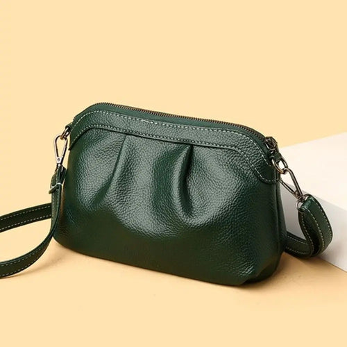 Elegant Pleated Leather Shoulder Bag - Brown