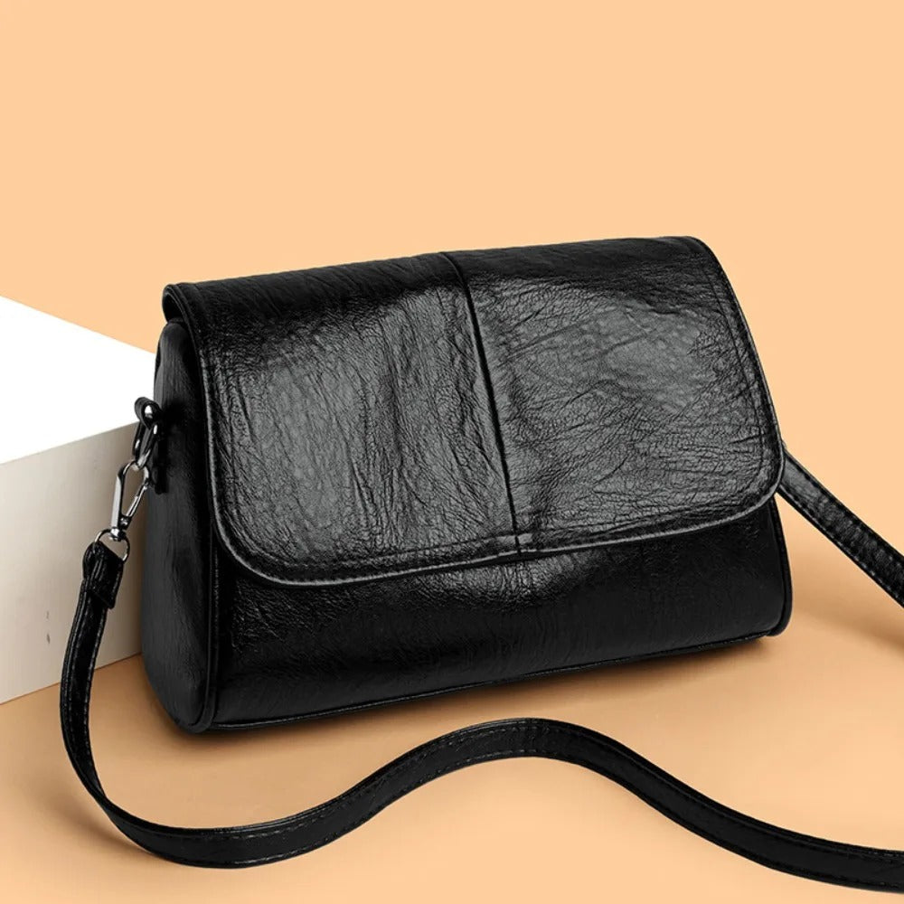 Luxury Leather Crossbody Bag - Black
