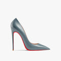Luxury Red Sole Pointed Toe Stiletto Pumps - Grey