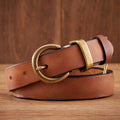 Elegant Cowhide Leather Cowboy Style Belt in Rich Camel