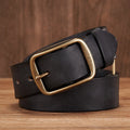Elegant Thick Cowhide Leather Casual Jeans Belt - Black